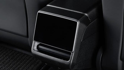 Real Dry Carbon Fiber Rear Screen Trim Frame Overlay for Model 3 Highland & New Model Y