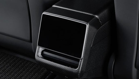 Real Dry Carbon Fiber Rear Screen Trim Frame Overlay for Model 3 Highland & New Model Y