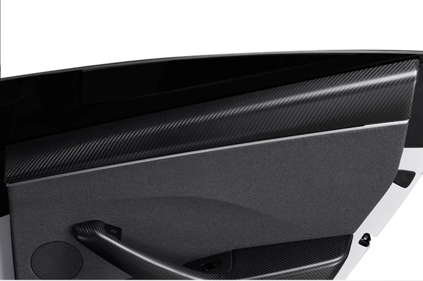 Real Dry Carbon Fiber Upper Door Trim Panel Overlay for Model 3 Highland / Model Y Juniper
