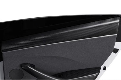 Real Dry Carbon Fiber Upper Door Trim Panel Overlay for Model 3 Highland / Model Y Juniper