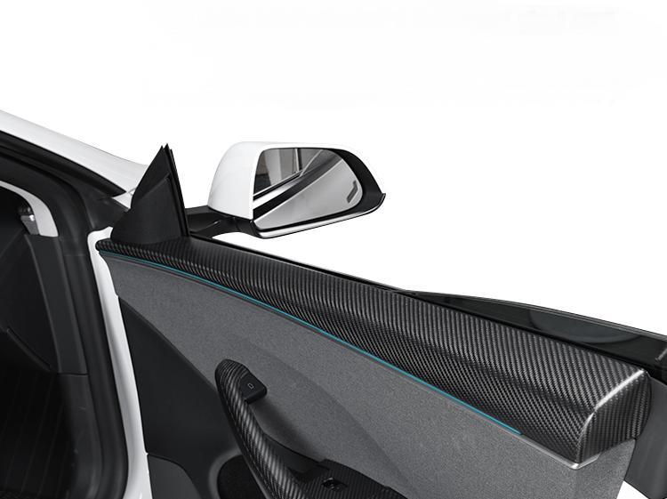 Real Dry Carbon Fiber Upper Door Trim Panel Overlay for Model 3 Highland / Model Y Juniper
