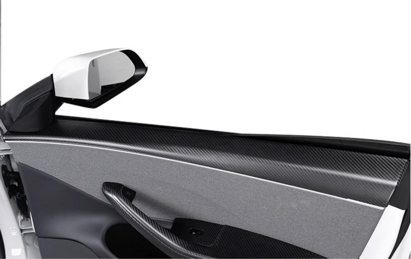 Real Dry Carbon Fiber Upper Door Trim Panel Overlay for Model 3 Highland / Model Y Juniper