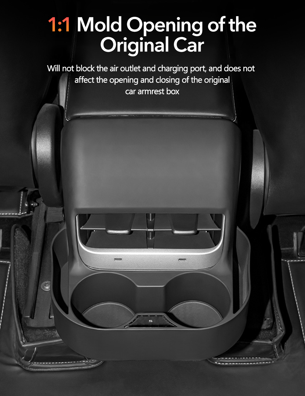 Rear Air Vent Cup Holder Storage Box For Tesla Model 3/Y