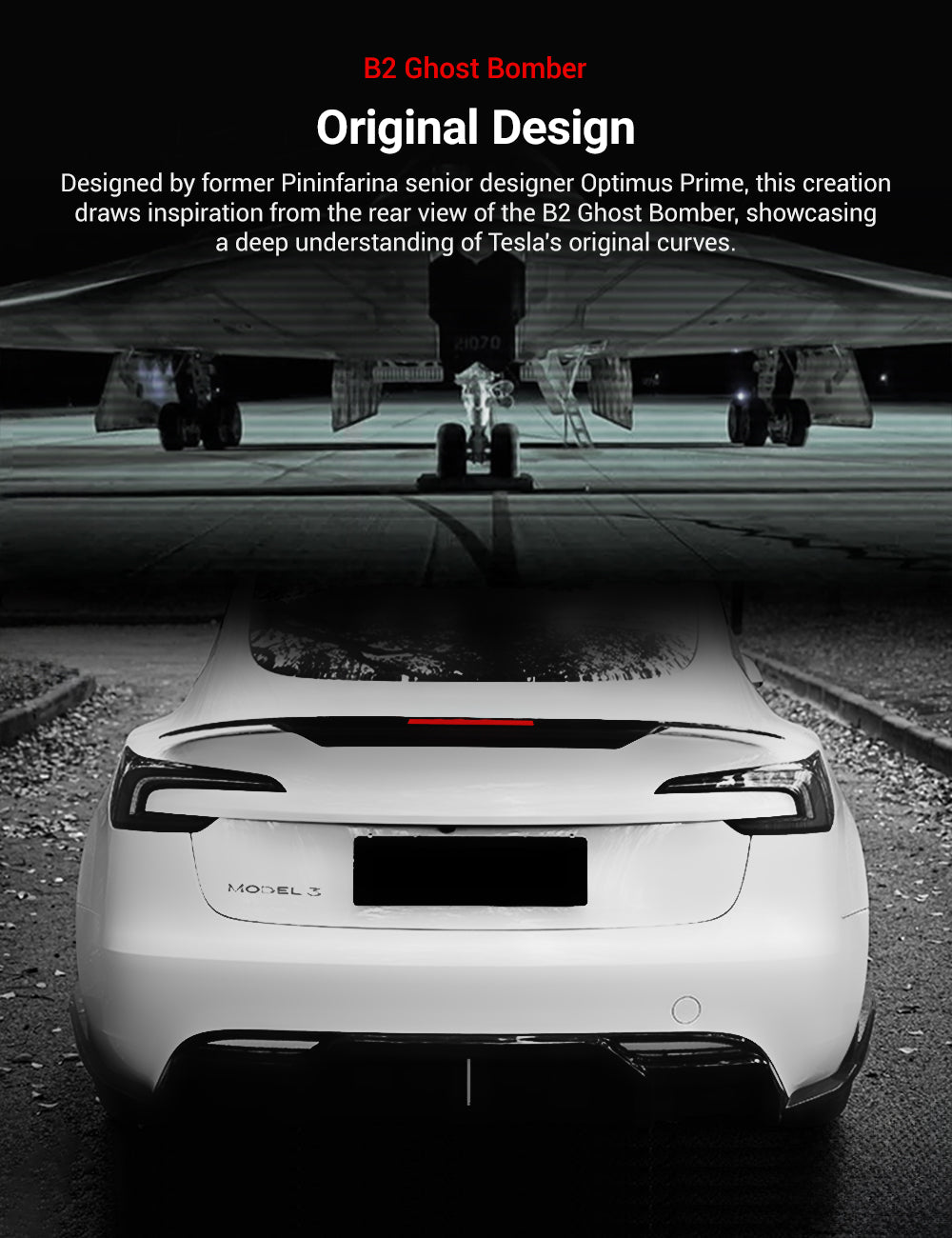 Rear Led Spoiler for Tesla Model 3 Highland / Model Y