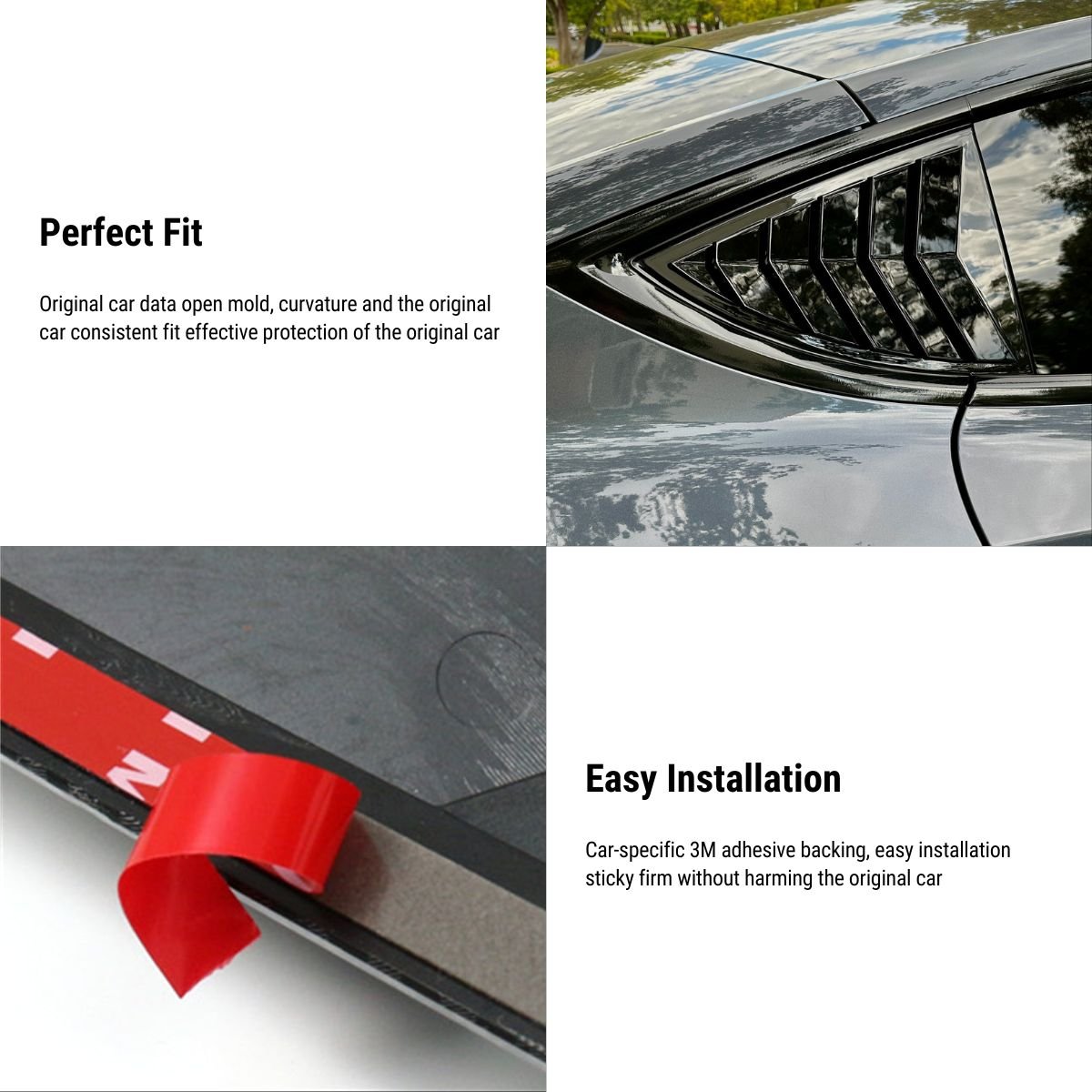 Rear Side Window Louvers Cover for Tesla Model Y