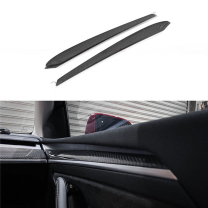 Repalcement Real Carbon Fiber Front Door Trim Panel  for Model 3 / Y 2021-2023