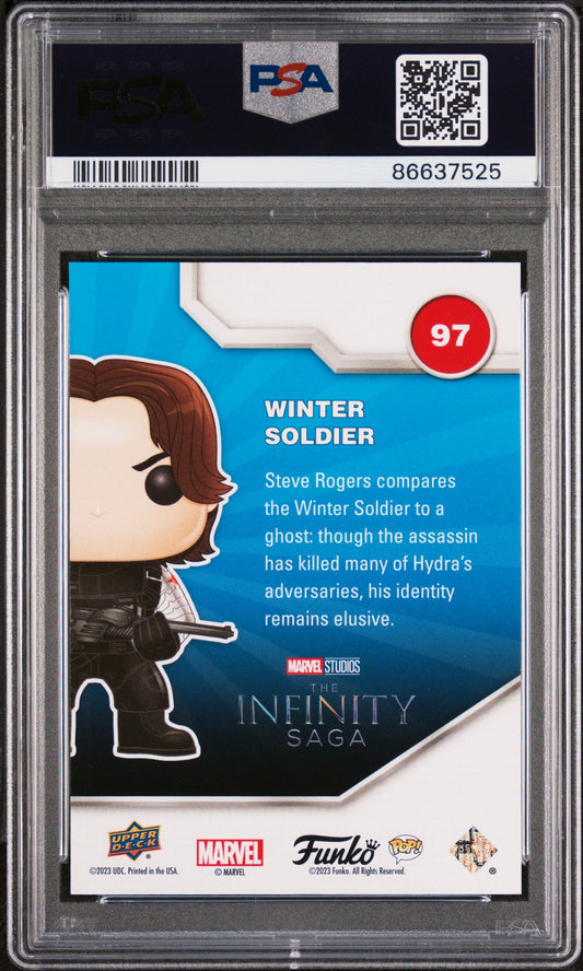 2023 UPPER DECK FUNKO POP MARVEL  WINTER SOLDIER CONFETTI BOMB #97  PSA 10