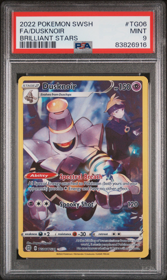 2022 POKEMON SWORD & SHIELD BRILLIANT STARS FA/DUSKNOIR #TG06 PSA 9
