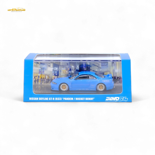 Inno64 Nissan Skyline GT-R R33 Pandem Rocket Bunny Widebody in Blue 1:64