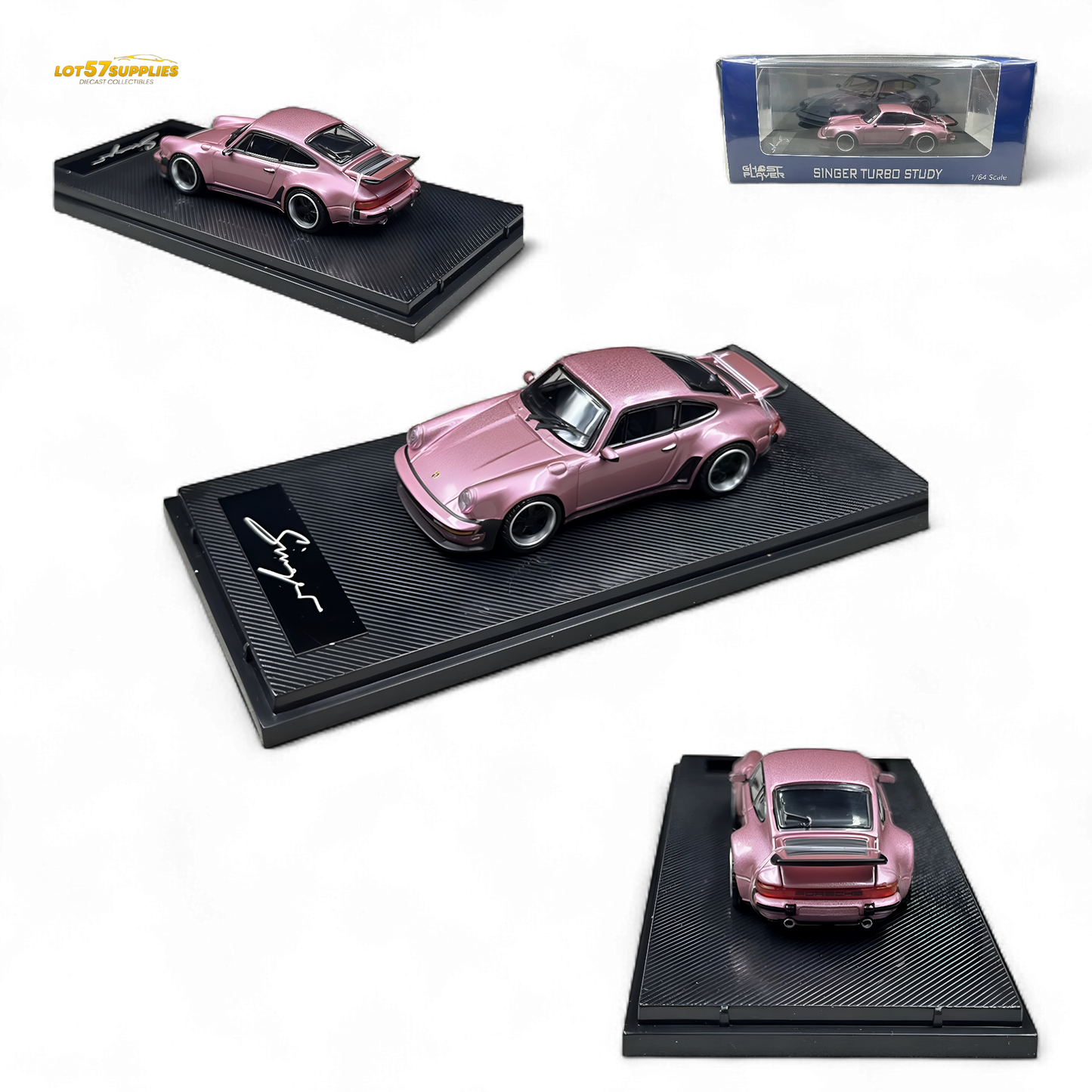 HobbyFans Porsche Singer 930 Turbo Study Ghost Player Custom Pink 1:64