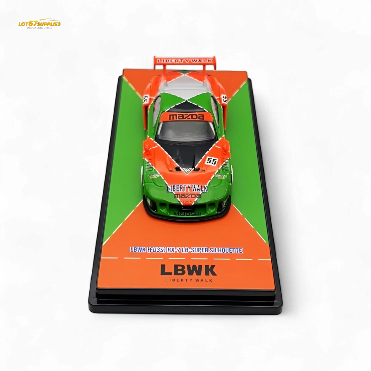 Inno64 Mazda RX-7 LBWK FD3S Orange/Green MDX 24' 1:64 IN64-LBWK-RX7-04