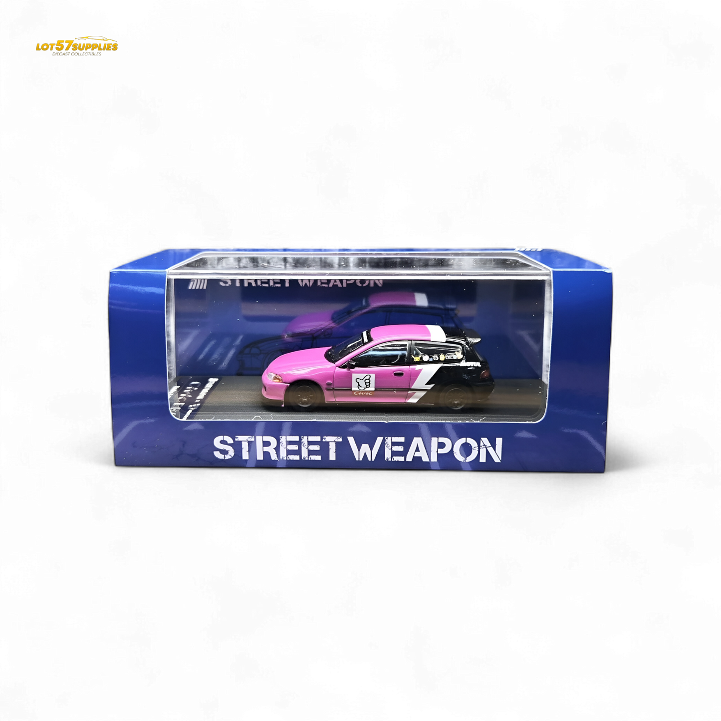 Street Weapon Honda Civic EG6 No Good Racing Pink - Black 1:64