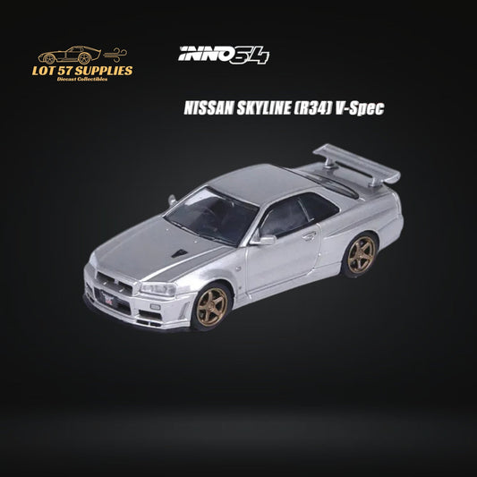 Inno64 NISSAN SKYLINE GT-R (R34) V-SPEC II SILVER 1:64 IN64-R34VS-SIL