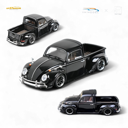 YM Model X Robert Design Volkswagen Beetle Pickup Truck FUSCUP in Black 1:64 Limited to 499 Pcs