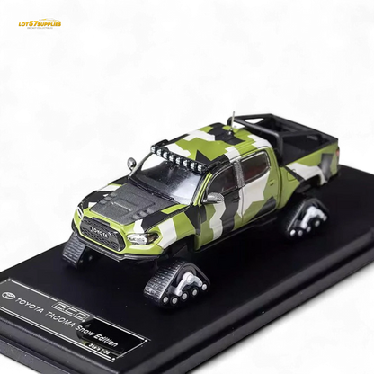GCD Toyota TACOMA SNOW VERSION in Green Camo & 3PMSF Tires 1:64