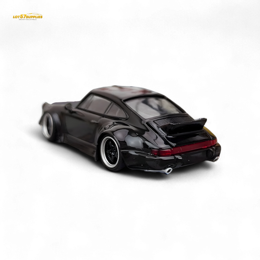 Flame Porsche 964 RWB Ducktail in Gloss Black 1:64