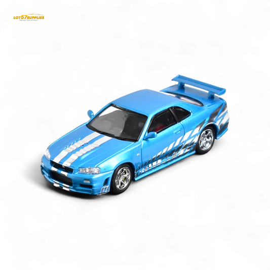 Stance Hunters Skyline GT-R R34 Z-Tune Guru Chrome Blue 888pcs 1:64
