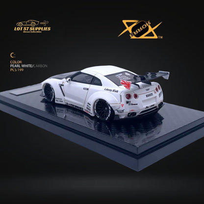 Error404 LB-Works Skyline GT-R R35 Pearl White Carbon Hood 1:64