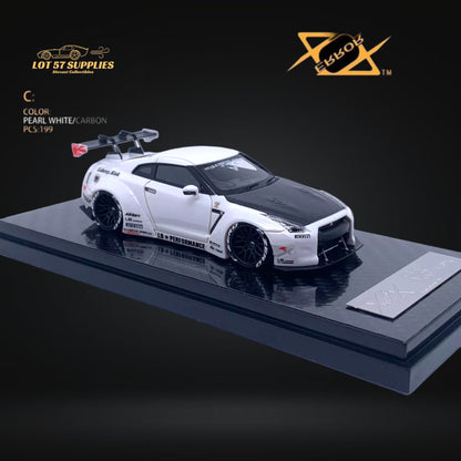 Error404 LB-Works Skyline GT-R R35 Pearl White Carbon Hood 1:64