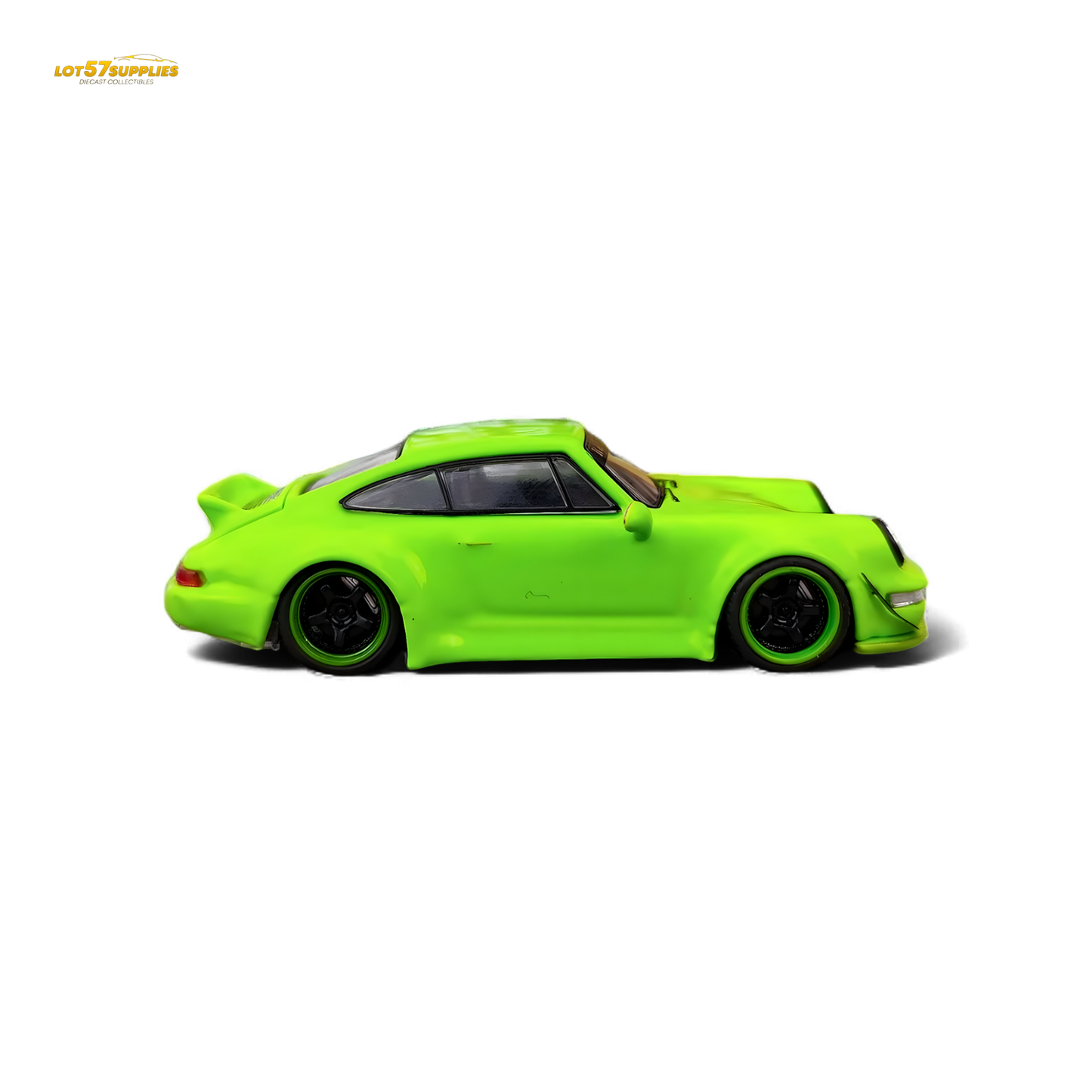Flame Porsche 964 RWB Ducktail in Fluorescent Green 1:64