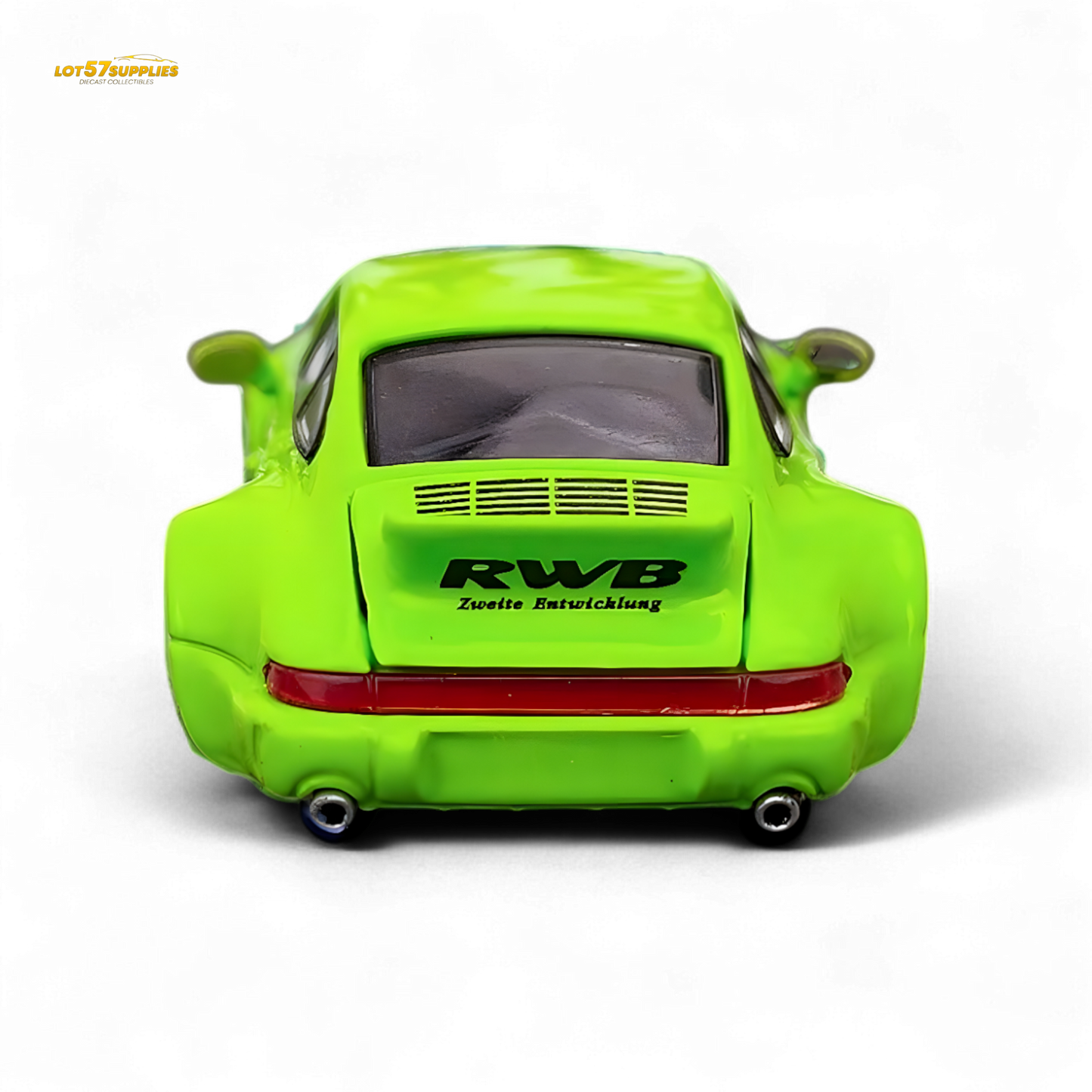 Flame Porsche 964 RWB Ducktail in Fluorescent Green 1:64