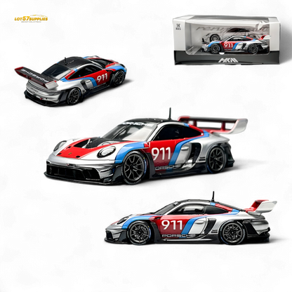 HKM Model Porsche 911 (992) GT3 R Rennsport Silver #911 1:64