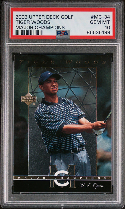 2003 UPPER DECK MAJOR CHAMPIONS TIGER WOODS #MC-34 - PSA 10