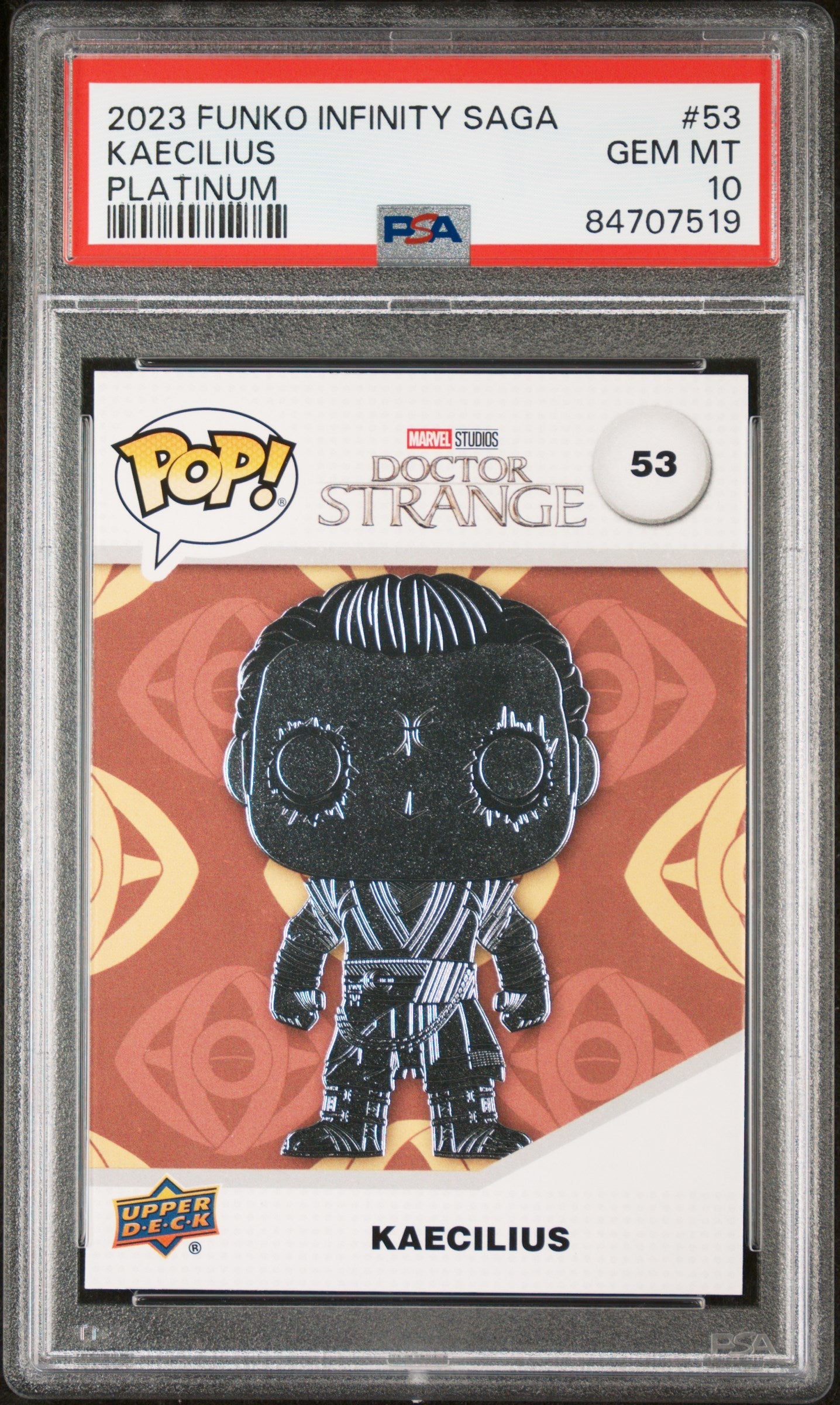 2023 UPPER DECK FUNKO POP MARVEL  KAECILIUS PLATINUM #53  PSA 10