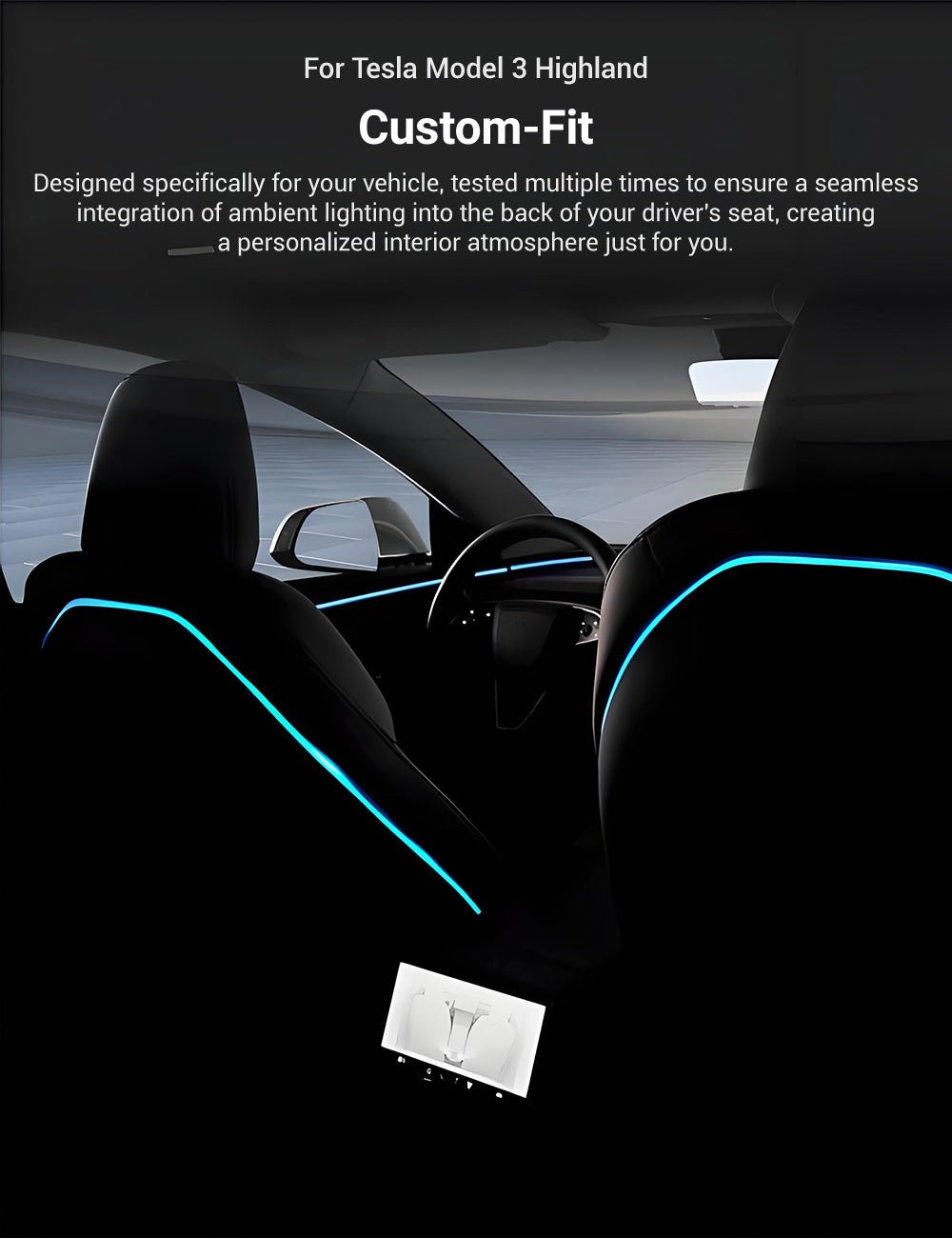 Seat Back Ambient Lighting for Model 3 Highland & New Model Y (2PCS)