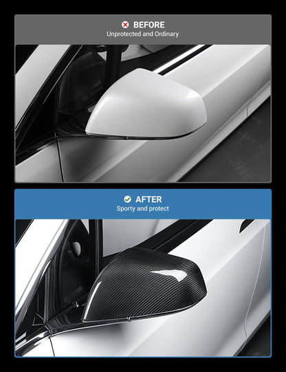 Side Mirror Cover OEM Style for Tesla Model X / S - Dry Carbon Fiber Exterior Mods