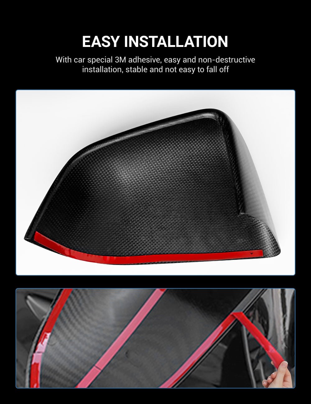 Side Mirror Cover OEM Style for Tesla Model X / S - Dry Carbon Fiber Exterior Mods