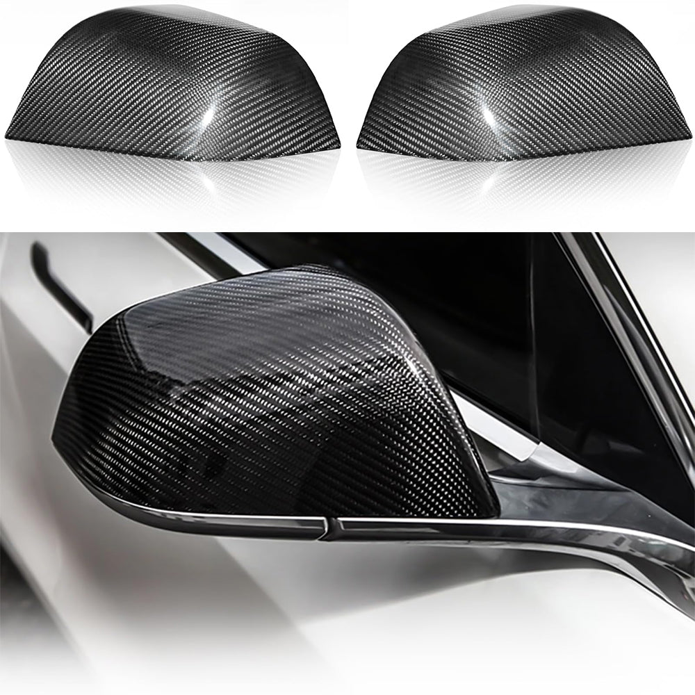 Side Mirror Cover OEM Style for Tesla Model X / S - Dry Carbon Fiber Exterior Mods