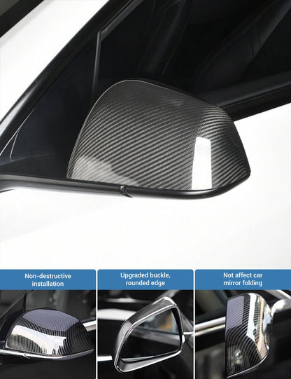 Side Mirror Cover OEM Style for Tesla Model X / S - Dry Carbon Fiber Exterior Mods