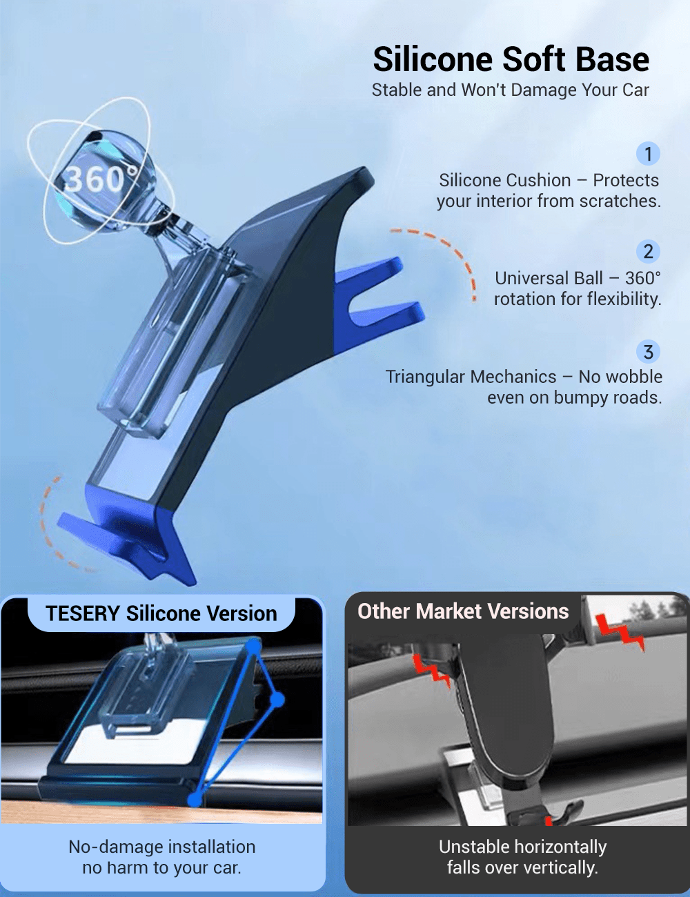 Solar Mobile Phone Holder for Tesla Model 3/Y