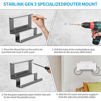 Starlink Gen 3 Router Mount | All-in-One Metal Wall Mount Kit