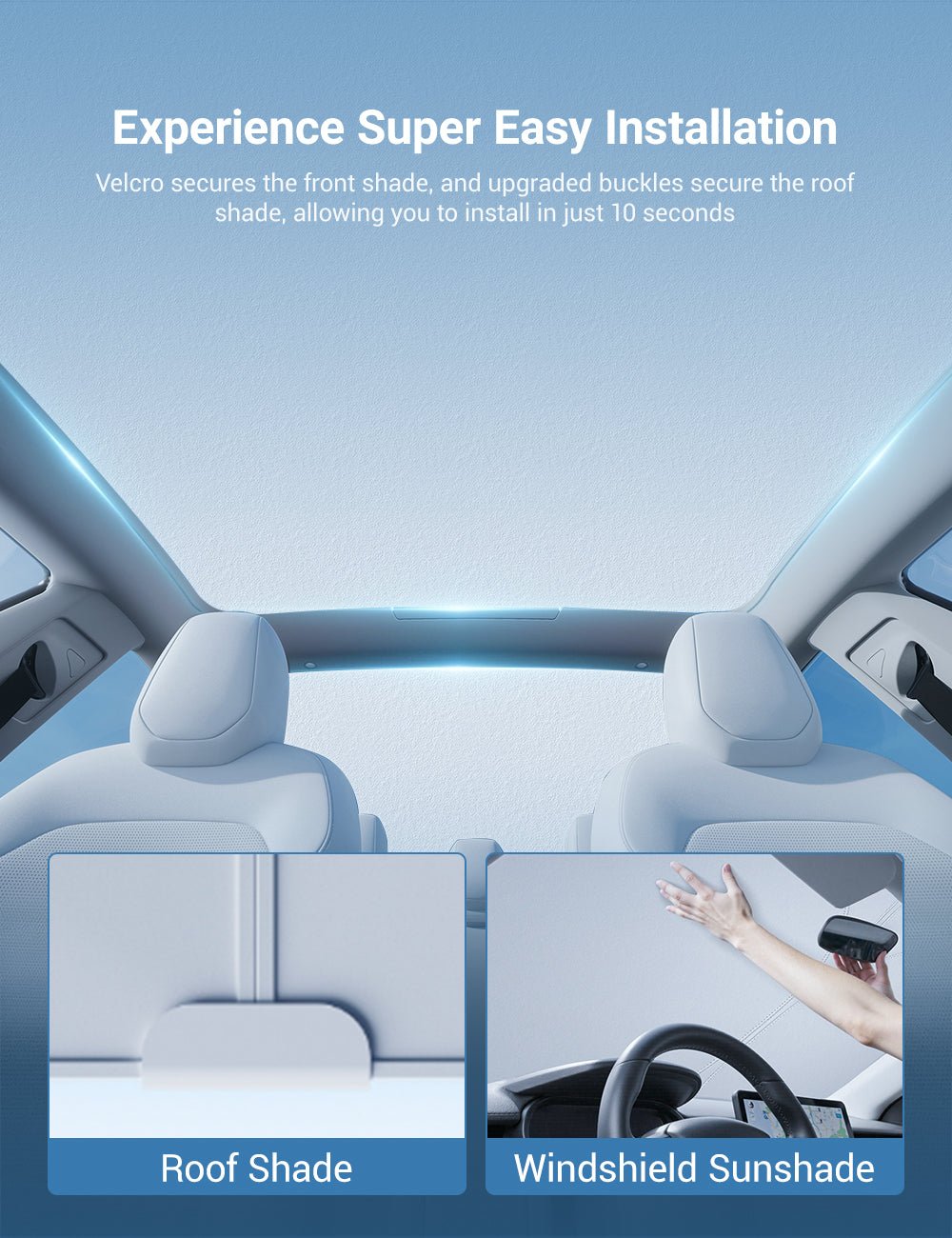 Summer Comfort Pack: Roof & Windshield Shades for Model 3 Highland