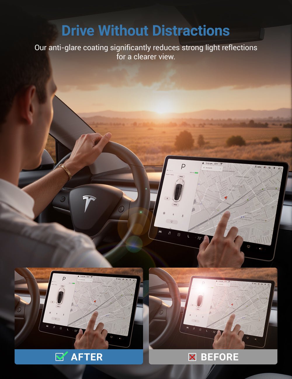 Tempered Glass 9H Screen Protector for Tesla Model 3 / Y