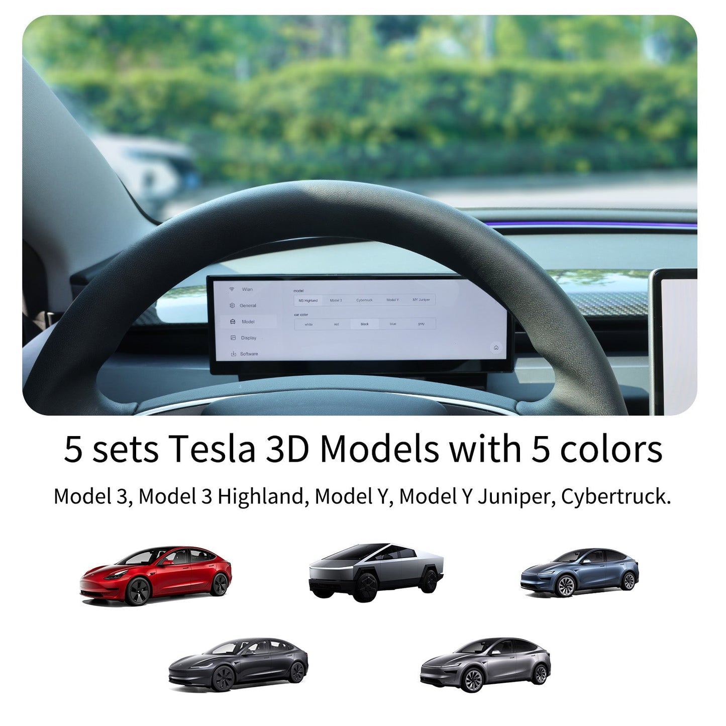 TESERY 10.88 Inch Touch Screen Instrument Cluster Dashboard Display for Model 3 / Y