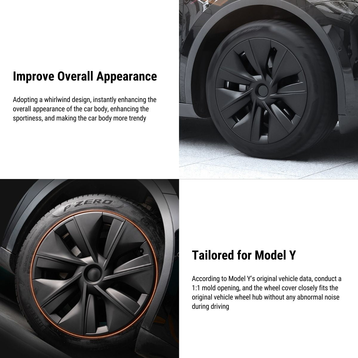 TESERY 19″ Gemini Dark Wheels Cover for Tesla Model Y (4PCS)