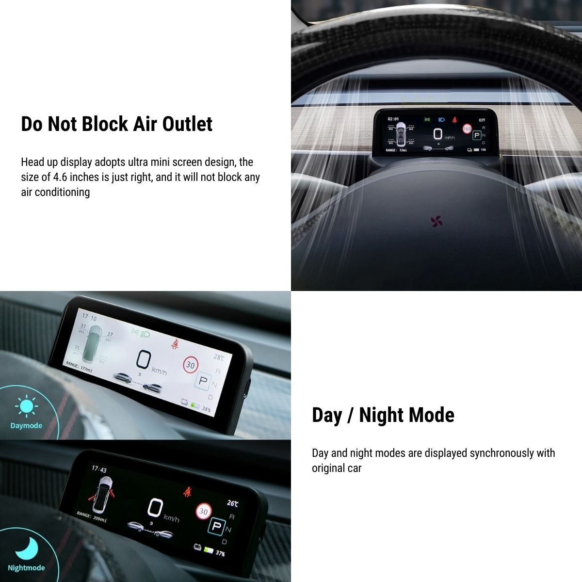 TESERY 4.6'' Mini Display Screen for Tesla Model 3 / Y