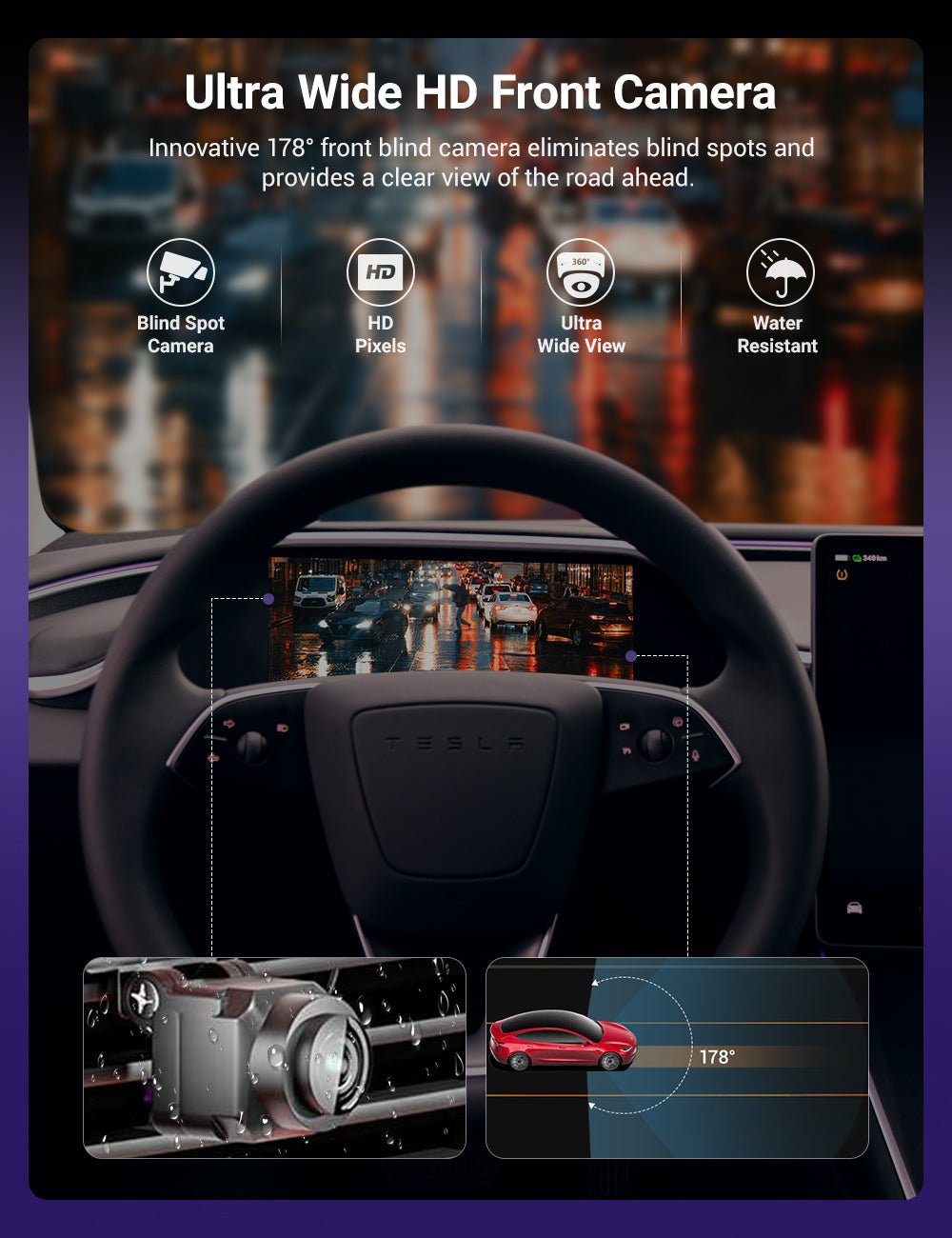 TESERY 8.9'' Integrated Dashboard Display with Ambient Lighting for Model 3 Highland / Model Y Juniper