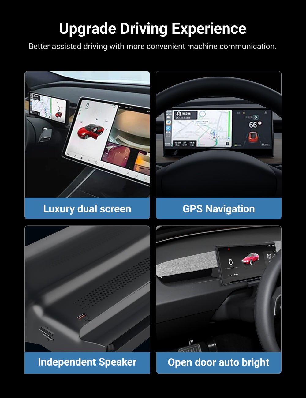 TESERY 9 Inch Screen Dashboard Display With Carplay & Android Auto for Model 3 / Model Y