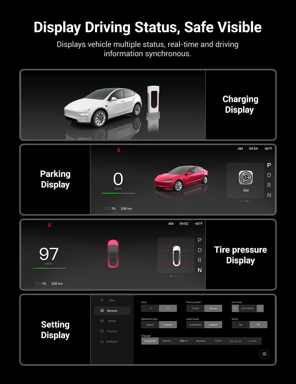 TESERY 9 Inch Screen Dashboard Display With Carplay & Android Auto for Model 3 / Model Y