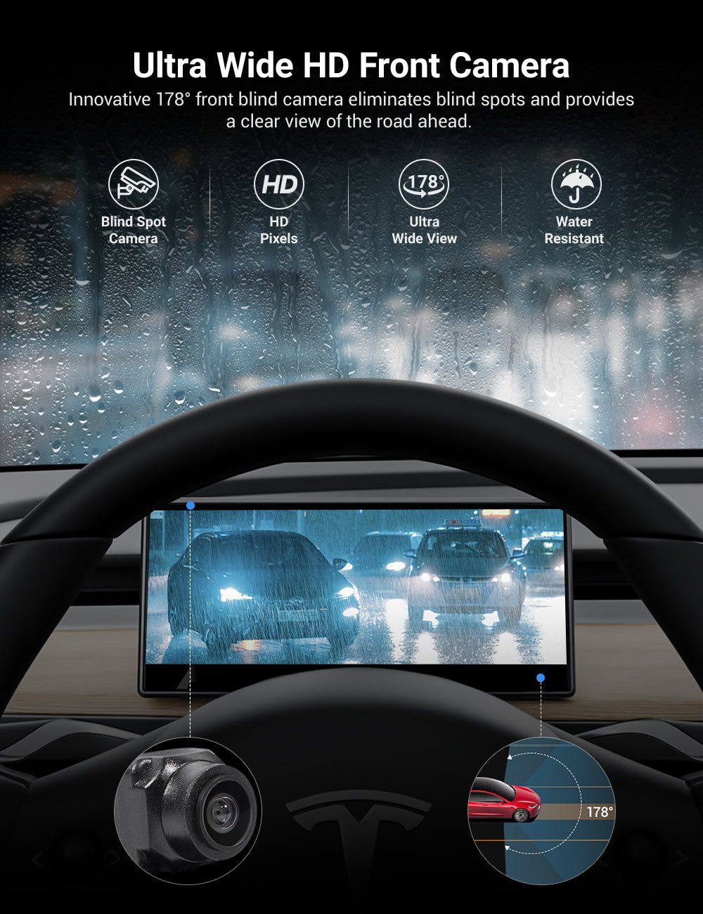 TESERY 9 Inch Screen Dashboard Display With Carplay & Android Auto for Model 3 / Model Y