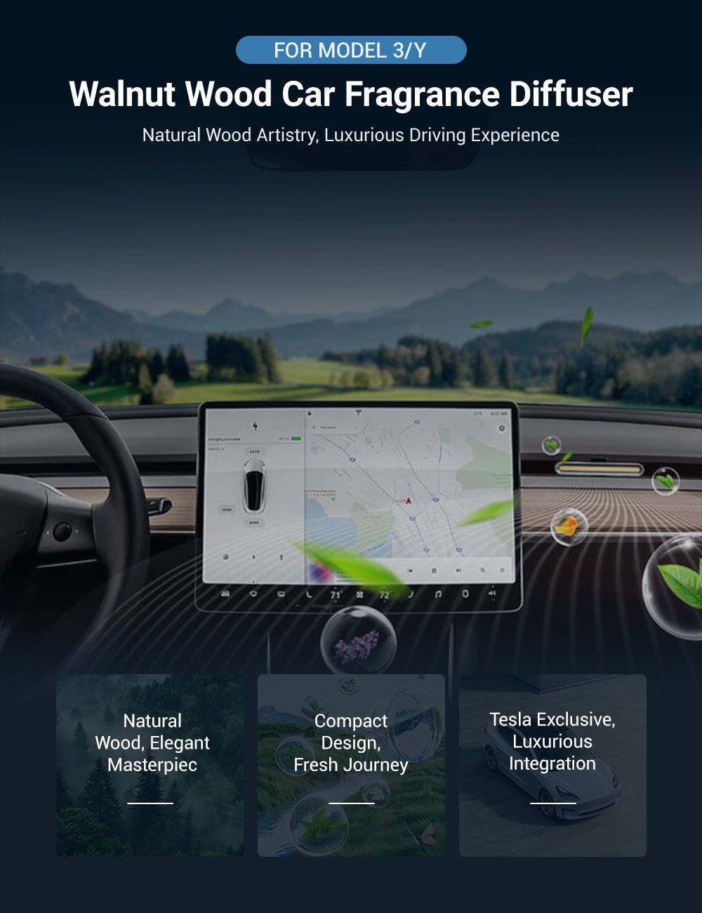 TESERY Car Fragrance Diffuser for Model 3/Y