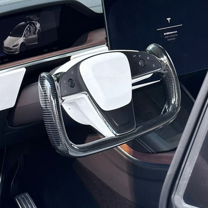 TESERY Carbon Fiber Yoke Plaid Steering Wheel Upgrade for Tesla Model S / X 2021-2025