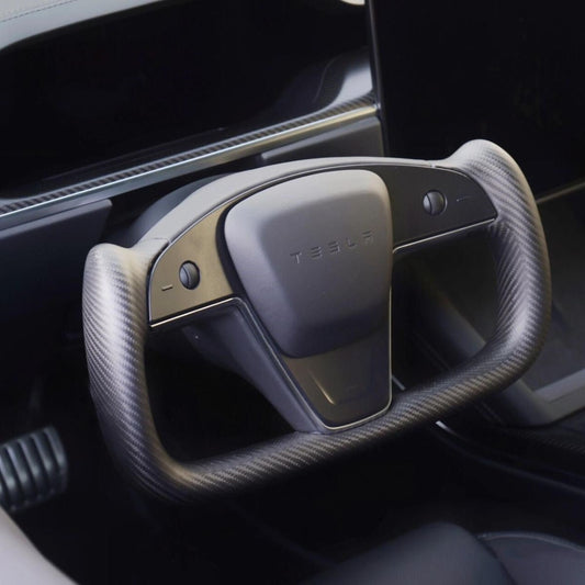 TESERY Carbon Fiber Yoke Plaid Steering Wheel Upgrade for Tesla Model S / X 2021-2025