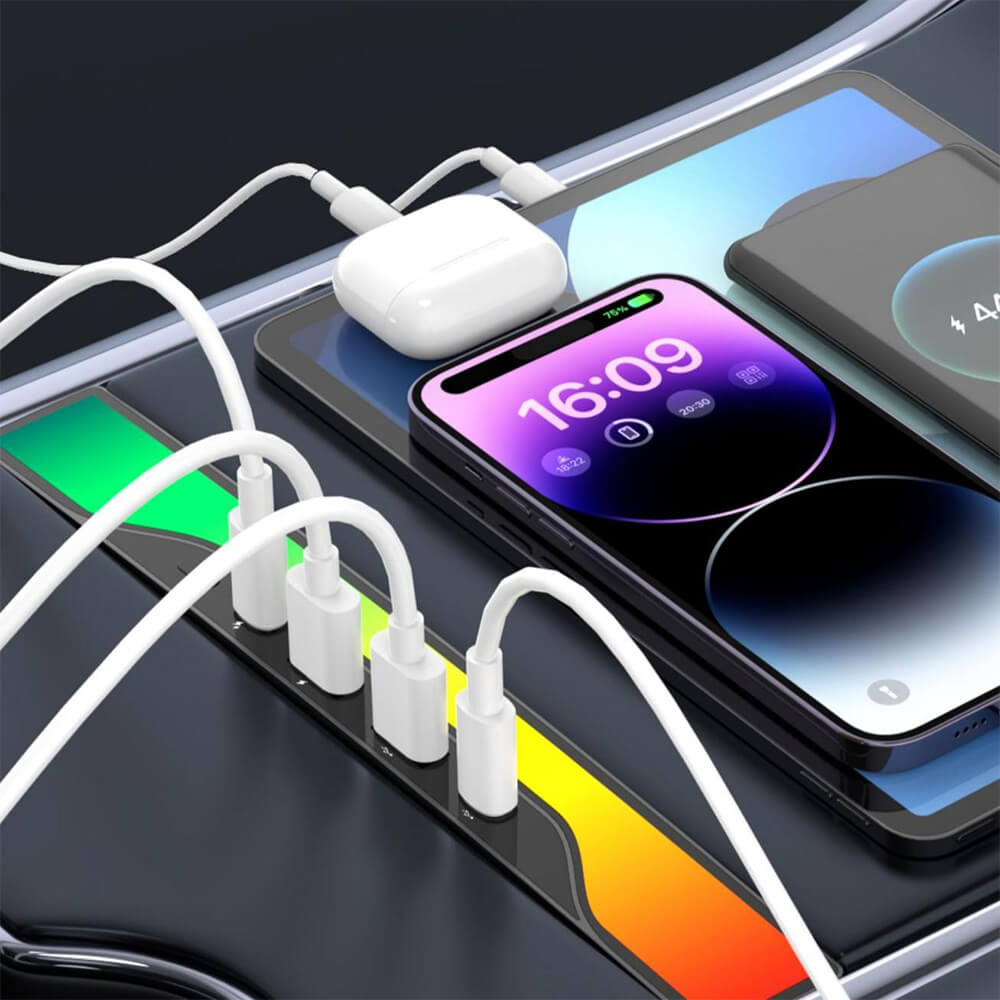 Center Console USB Hub with Ambient Lighting for Model 3 Highland/New Model Y