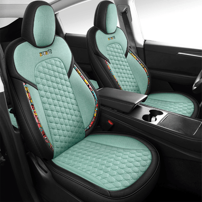TESERY Cotton-Linen Seat Covers for Tesla Model 3