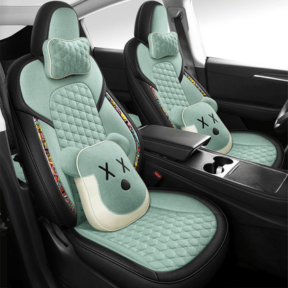 TESERY Cotton-Linen Seat Covers for Tesla Model 3